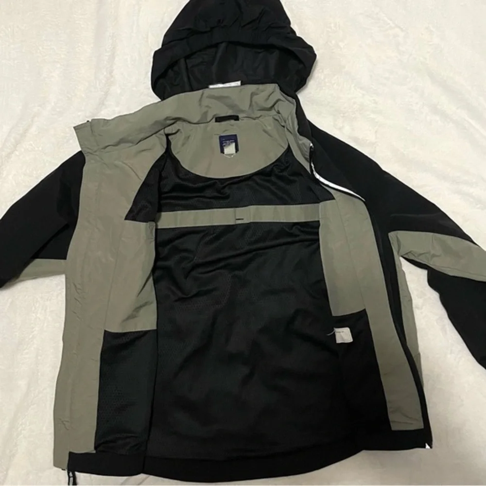 Gap Black Tan Jacket Youth Boys Size‎ XL Hide Away Hood / Many Pockets